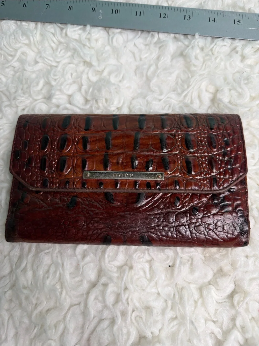 Brahmin Brown Croc-Embossed Leather Continental Wallet